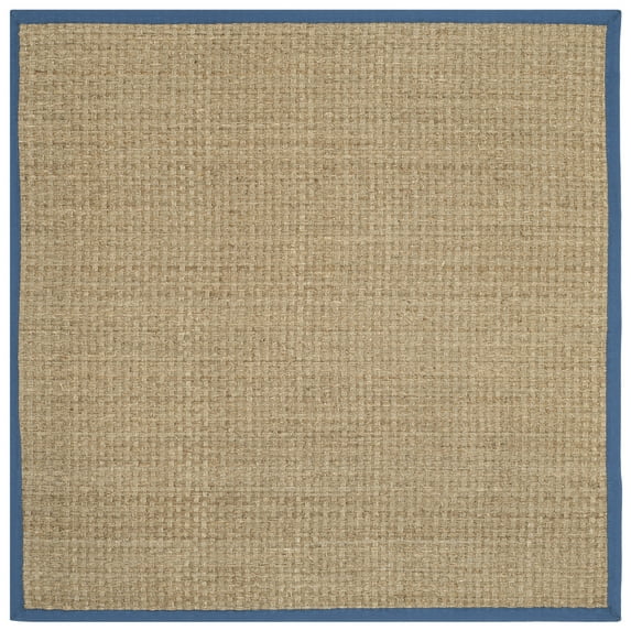 SAFAVIEH Natural Fiber Arbor Bordered Area Rug, Natural/Light Navy, 8' x 8' Square