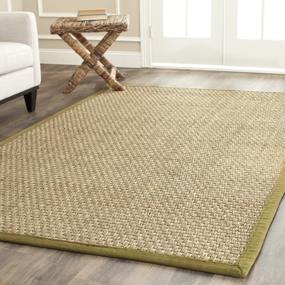 SAFAVIEH Natural Fiber Arbor Bordered Area Rug, Natural/Olive, 11' x 15' - X-Large - Coastal Design, Natural & Olive, Seagrass, Ideal for Entryway, Kitchen, Living Room, Office