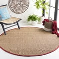 thumbnail image 1 of SAFAVIEH Natural Fiber Arbor Bordered Area Rug, Natural/Burgundy Red, 8' x 8' Round - Coastal Design, Natural & Burgundy Red, Seagrass, Ideal for Entryway, Kitchen, Living Room, Office, 1 of 10