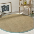 thumbnail image 1 of SAFAVIEH Natural Fiber Arbor Bordered Area Rug, Natural/Teal, 8' x 8' Round - Coastal Design, Natural & Teal, Seagrass, Ideal for Entryway, Kitchen, Living Room, Office, 1 of 8