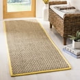thumbnail image 1 of SAFAVIEH Natural Fiber Arbor Bordered Runner Rug, Natural/Gold, 2'6" x 12' - Coastal Design, Natural & Gold, Seagrass, Ideal for Entryway, Kitchen, Living Room, Office, Hallway, 1 of 10