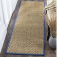 thumbnail image 1 of SAFAVIEH Natural Fiber Arbor Bordered Runner Rug, Natural/Light Navy, 2'6" x 16' - Coastal Design, Natural & Light Navy, Seagrass, Ideal for Entryway, Kitchen, Living Room, Office, Hallway, 1 of 10