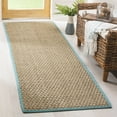 thumbnail image 1 of SAFAVIEH Natural Fiber Arbor Bordered Runner Rug, Natural/Teal, 2'6" x 12' - Coastal Design, Natural & Teal, Seagrass, Ideal for Entryway, Kitchen, Living Room, Office, Hallway, 1 of 8