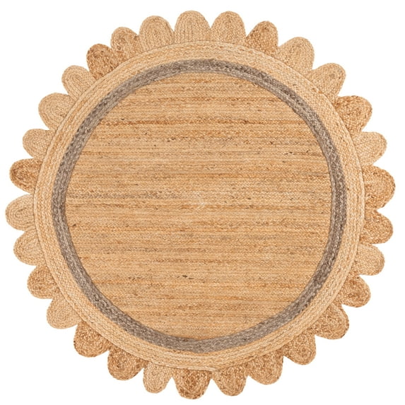 SAFAVIEH Natural Fiber Archibald Bordered Area Rug, Natural/Grey, 6' x 6' Round