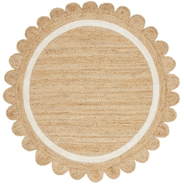 SAFAVIEH Natural Fiber Archibald Bordered Area Rug, Natural/Ivory, 4' x 4' Round