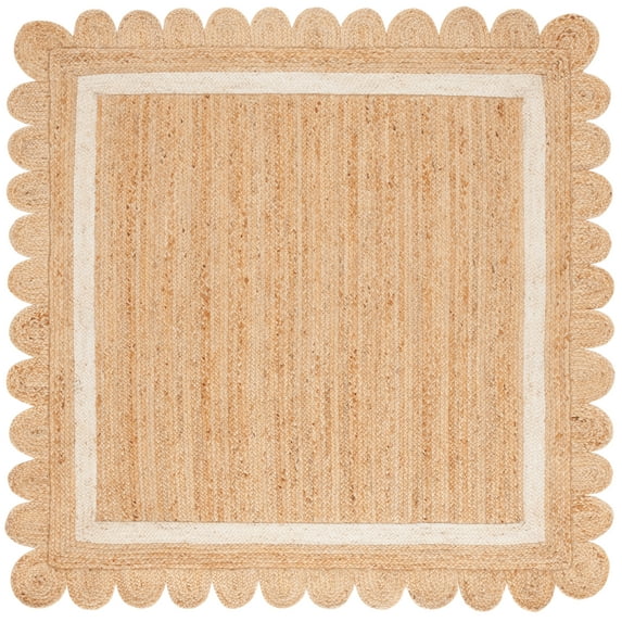 SAFAVIEH Natural Fiber Archibald Bordered Area Rug, Natural/Ivory, 4' x 4' Square