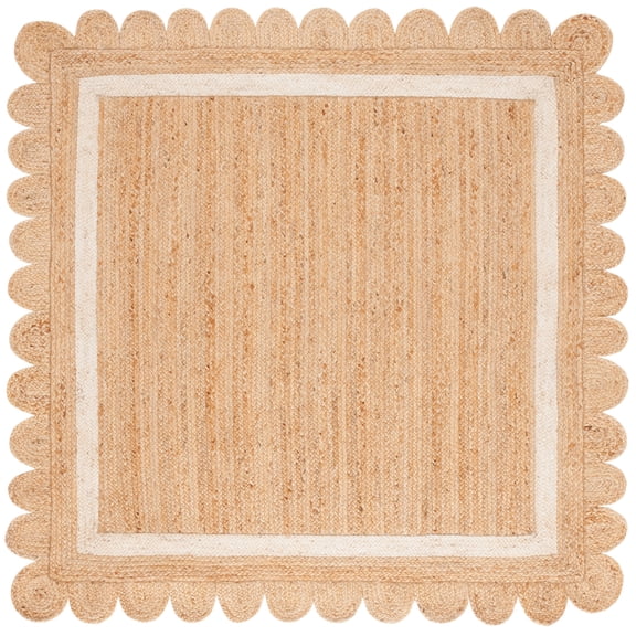 SAFAVIEH Natural Fiber Archibald Bordered Area Rug, Natural/Ivory, 5' x 5' Square