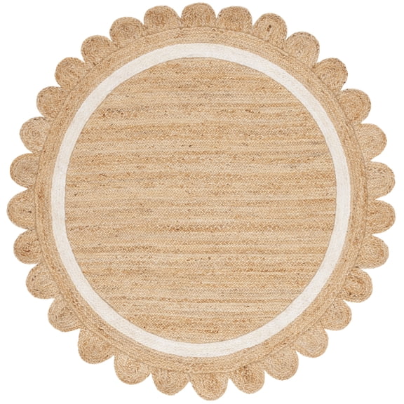 SAFAVIEH Natural Fiber Archibald Bordered Area Rug, Natural/Ivory, 8' x 8' Round