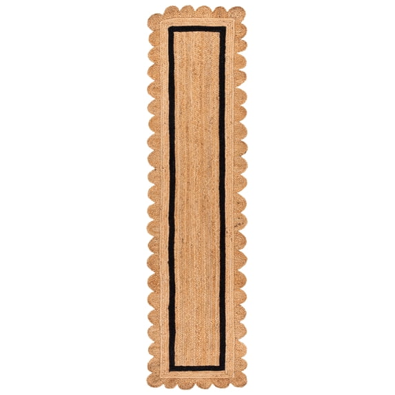 SAFAVIEH Natural Fiber Archibald Bordered Runner Rug, Natural/Black, 2'3" x 9'