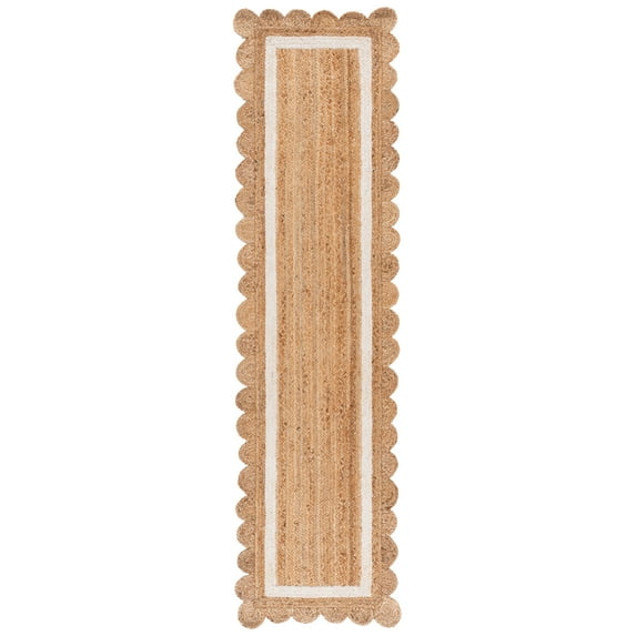 SAFAVIEH Natural Fiber Archibald Bordered Runner Rug, Natural/Ivory, 2'3" x 13'