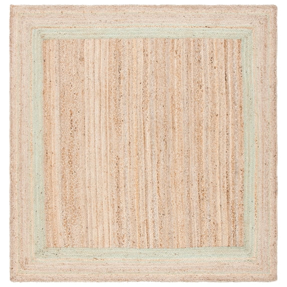 SAFAVIEH Natural Fiber Ariana Bordered Area Rug, Green/Natural, 6' x 6' Square