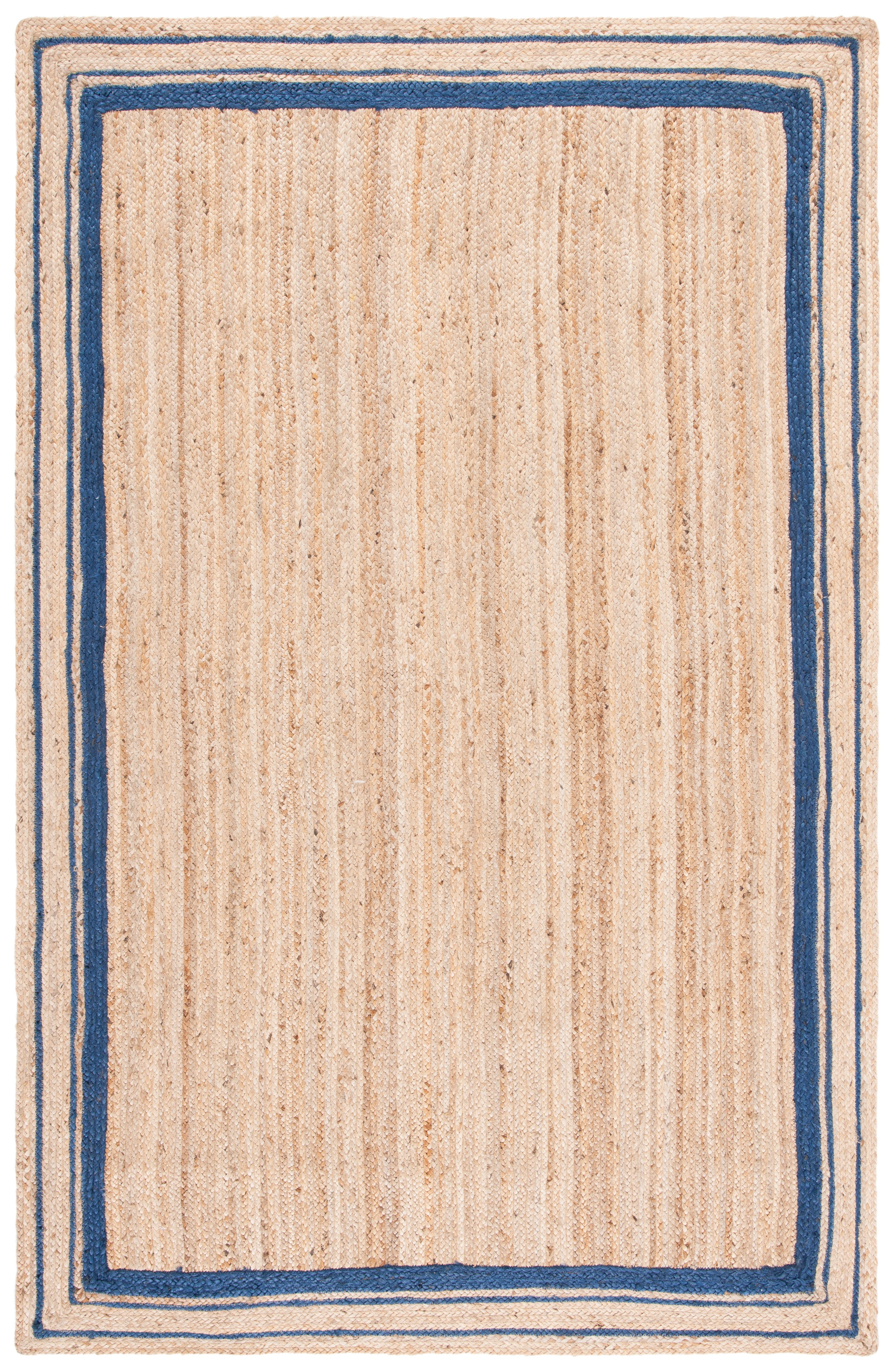 Handmade Navy and Natural Jute Rectangular Area Rug, 4' x 6'