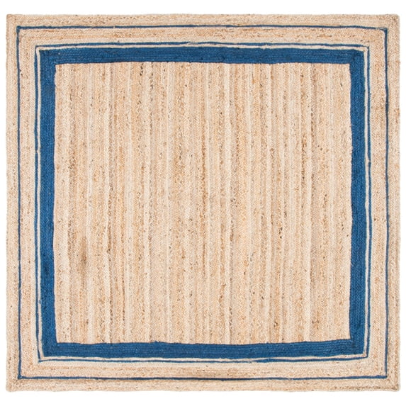 SAFAVIEH Natural Fiber Ariana Bordered Area Rug, Navy/Natural, 6' x 6' Square