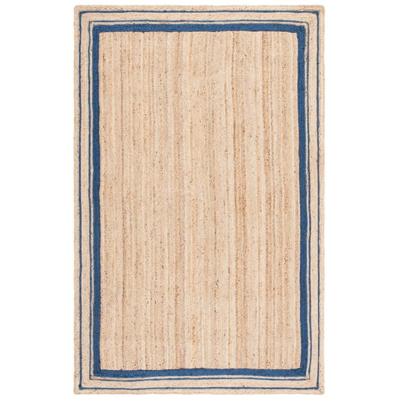 SAFAVIEH Natural Fiber Ariana Bordered Area Rug, Navy/Natural, 9' x 12'