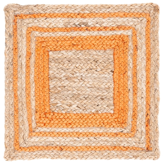 SAFAVIEH Natural Fiber Ariana Bordered Area Rug, Orange/Natural, 6' x 6' Square