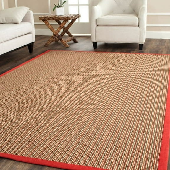 SAFAVIEH Natural Fiber Aspen Striped Sisal Area Rug, Rust, 9' x 12'