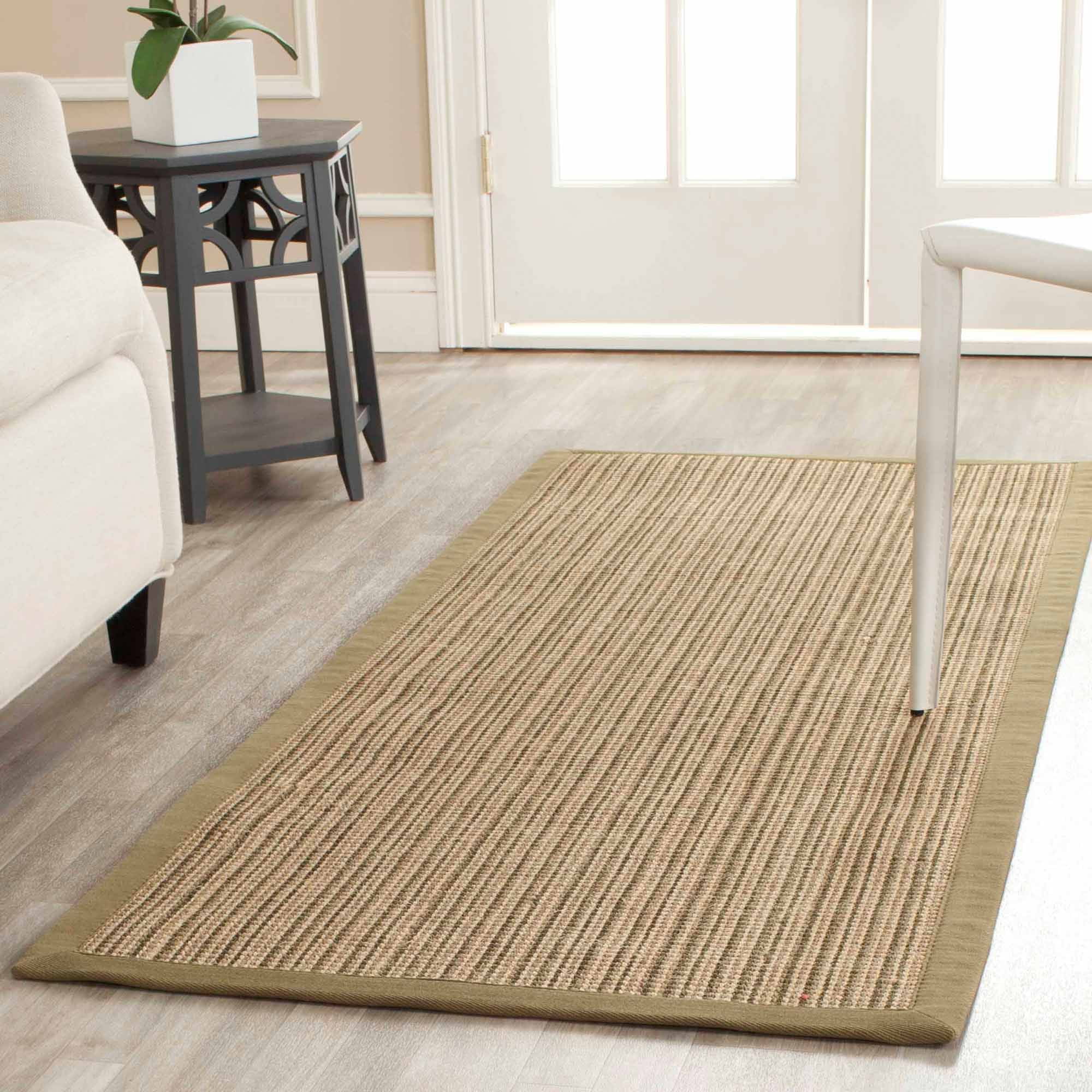 SAFAVIEH Natural Fiber Aspen Striped Sisal Runner Rug, Green, 2'6" x 6'