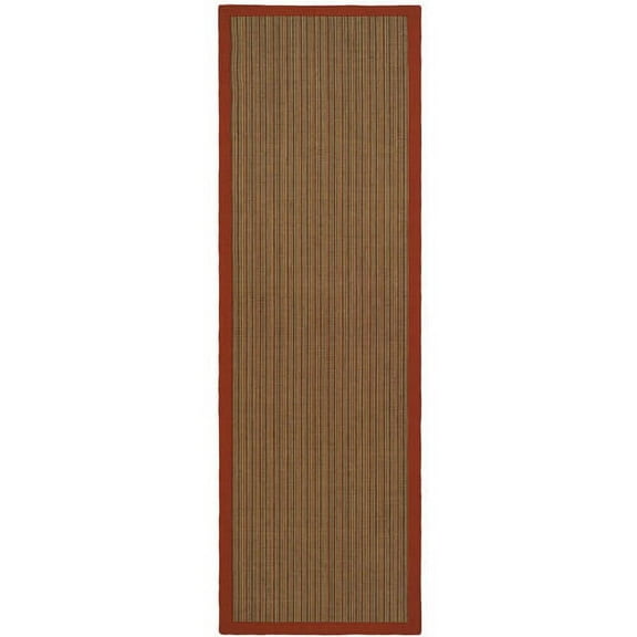 SAFAVIEH Natural Fiber Aspen Striped Sisal Runner Rug, Rust, 2'6" x 12'