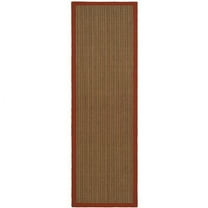 SAFAVIEH Natural Fiber Aspen Striped Sisal Runner Rug, Rust, 2' x 8'
