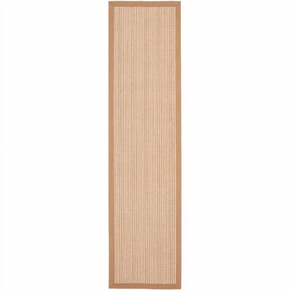 Tan Hand-Knotted Wool and Cotton Runner Rug