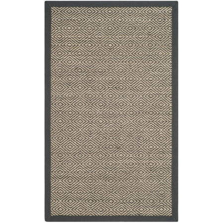 SAFAVIEH Natural Fiber Axum Geometric Sisal Area Rug, Natural/Dark Grey, 2'6" x 4'