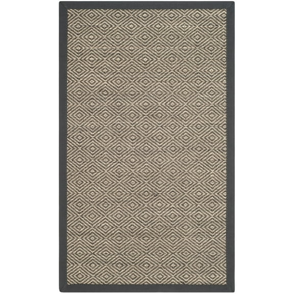SAFAVIEH Natural Fiber Axum Geometric Sisal Area Rug, Natural/Dark Grey, 2'6" x 4'