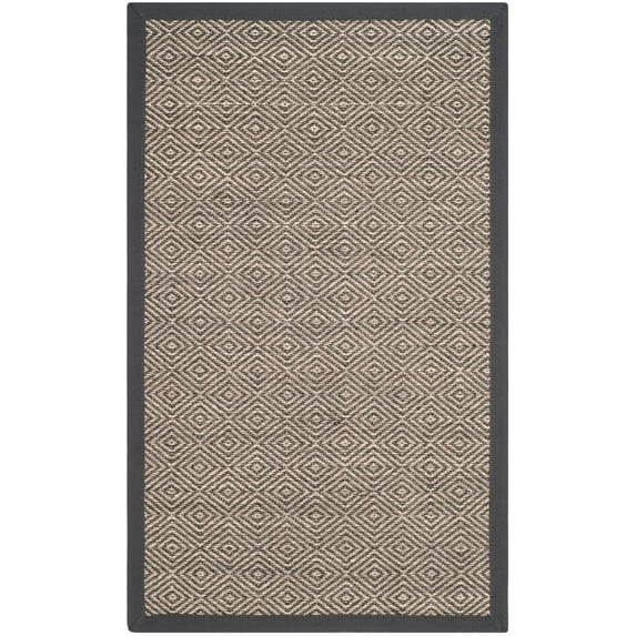 SAFAVIEH Natural Fiber Axum Geometric Sisal Area Rug, Natural/Dark Grey, 3' x 5'