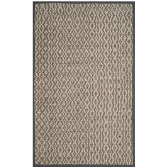 SAFAVIEH Natural Fiber Axum Geometric Sisal Area Rug, Natural/Dark Grey, 4' x 6'