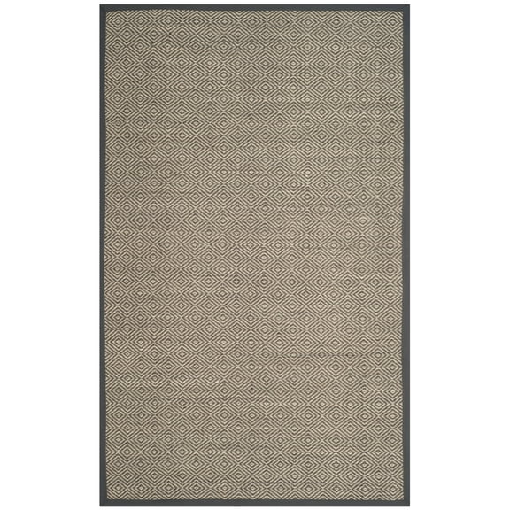 SAFAVIEH Natural Fiber Axum Geometric Sisal Area Rug, Natural/Dark Grey, 4' x 6'