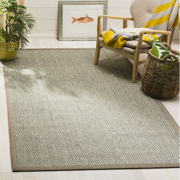 SAFAVIEH Natural Fiber Axum Geometric Sisal Area Rug, Natural/Taupe, 6' x 9'
