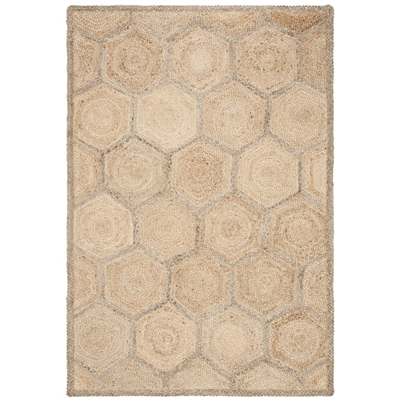 SAFAVIEH Natural Fiber Barrett Geometric Area Rug, Natural/Grey, 2'6" x 4'