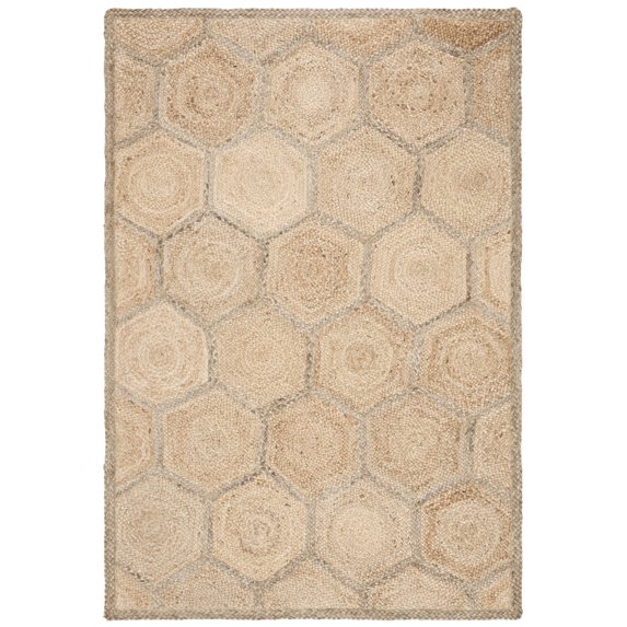 SAFAVIEH Natural Fiber Barrett Geometric Area Rug, Natural/Grey, 2' x 3'