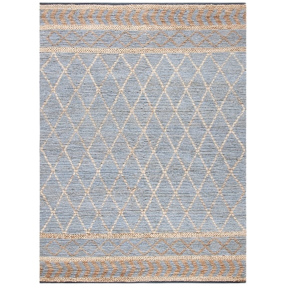 SAFAVIEH Natural Fiber Beaumont Geometric Area Rug, Natural/Blue, 4' x 6'