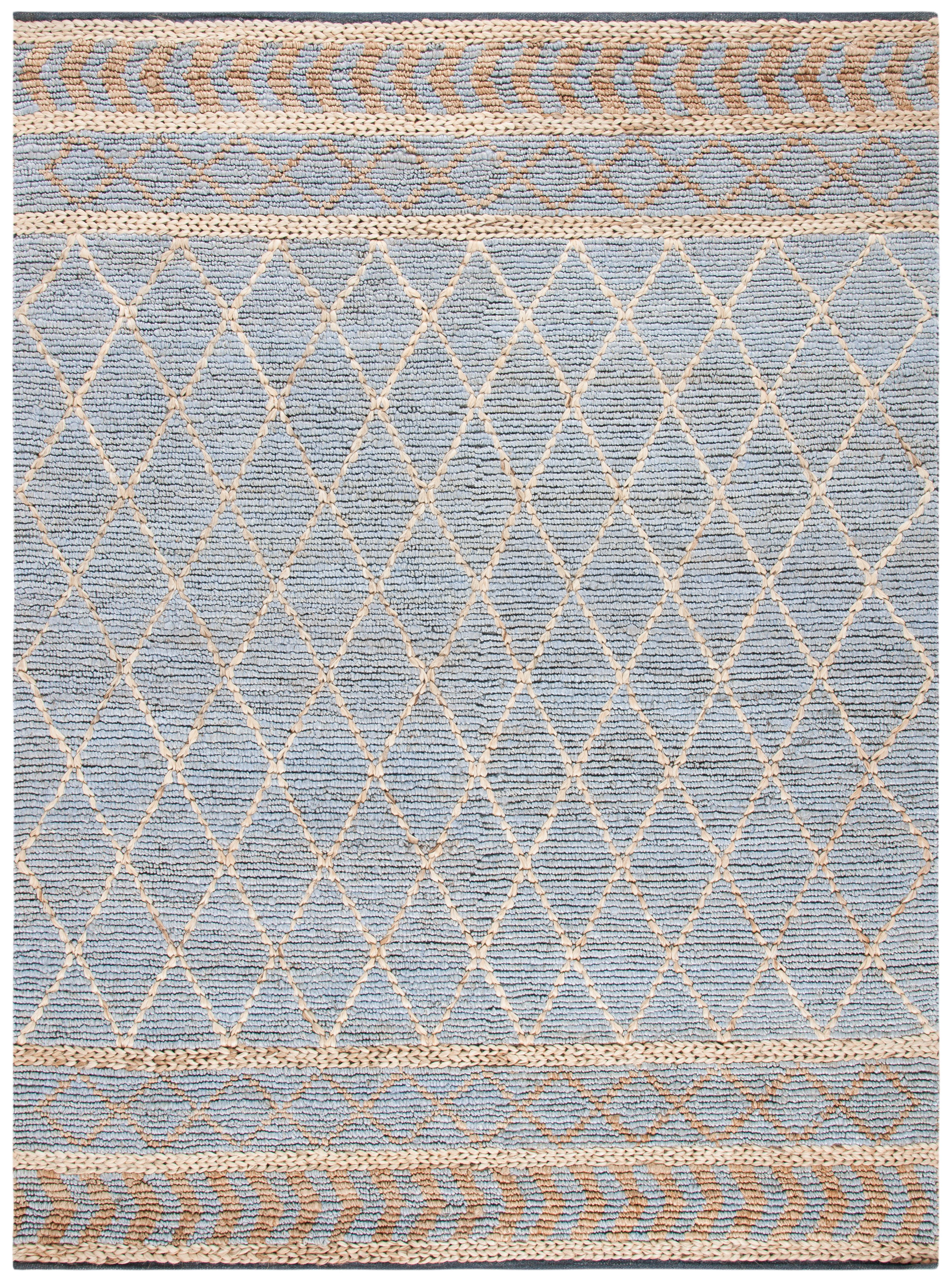 SAFAVIEH Natural Fiber Beaumont Geometric Area Rug, Natural/Blue, 8' x 10'