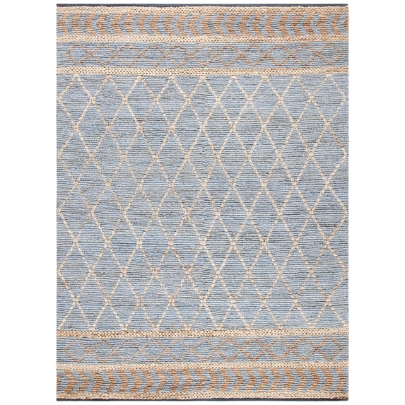 SAFAVIEH Natural Fiber Beaumont Geometric Area Rug, Natural/Blue, 8' x 10'