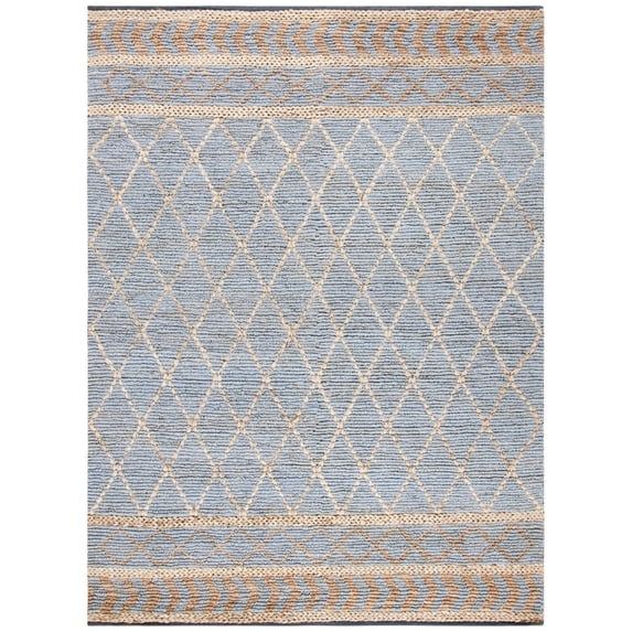 SAFAVIEH Natural Fiber Beaumont Geometric Area Rug, Natural/Blue, 8' x 10'