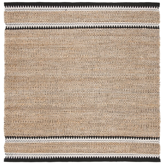 SAFAVIEH Natural Fiber Becky Solid Area Rug, Natural/Black, 10' x 10' Square