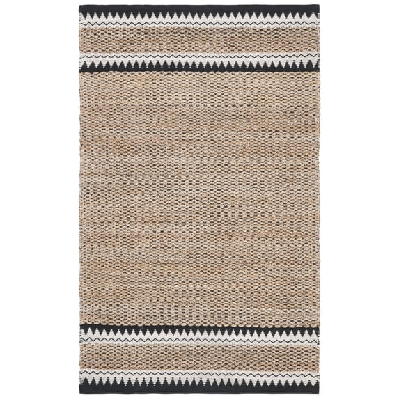 SAFAVIEH Natural Fiber Becky Solid Area Rug, Natural/Black, 2' x 3'