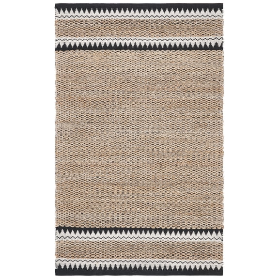 SAFAVIEH Natural Fiber Becky Solid Area Rug, Natural/Black, 2' x 3'