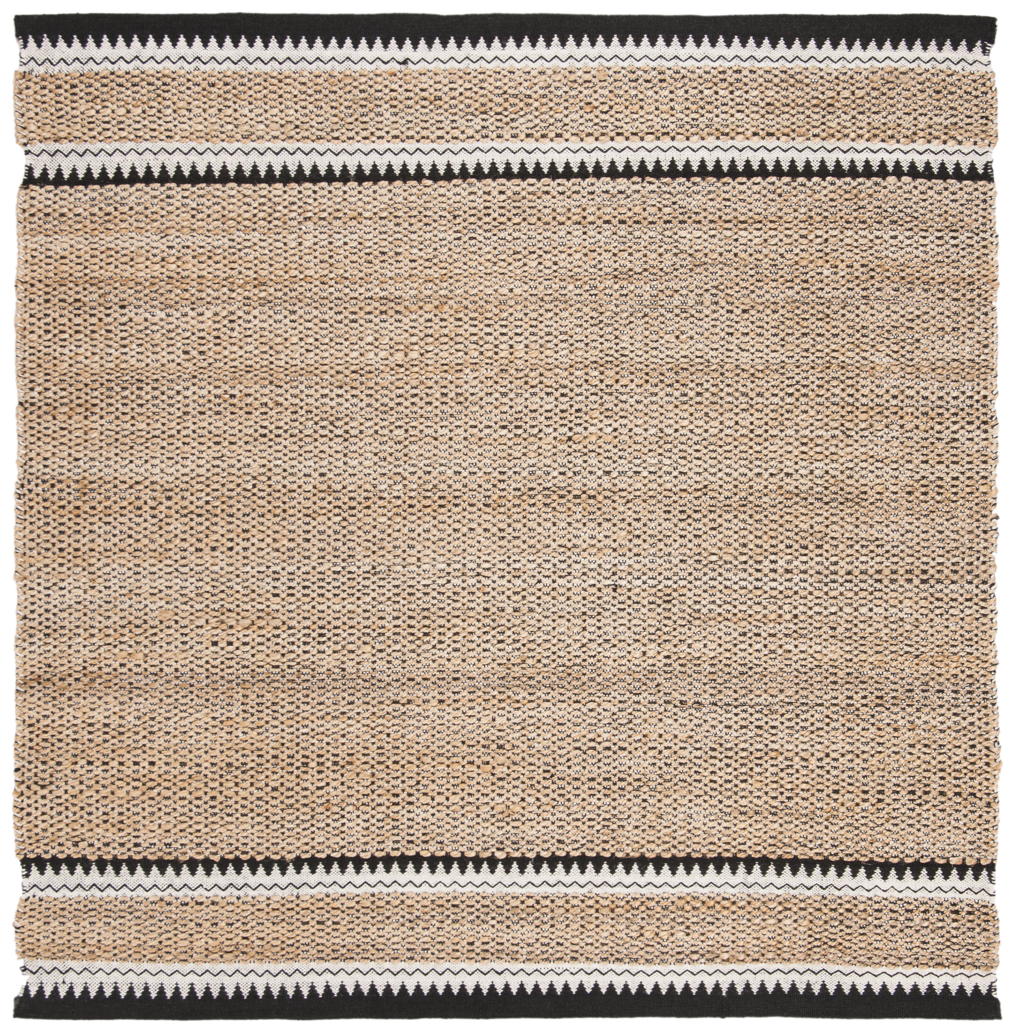 SAFAVIEH Natural Fiber Becky Solid Area Rug, Natural/Black, 5' x 5' Square