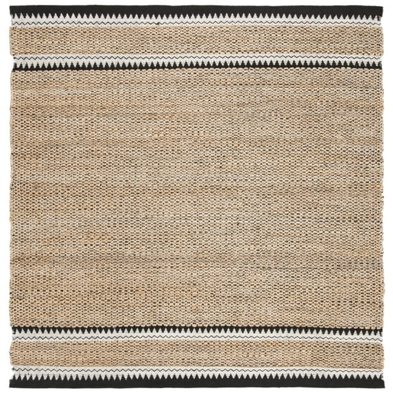 SAFAVIEH Natural Fiber Becky Solid Area Rug, Natural/Black, 9' x 9' Square