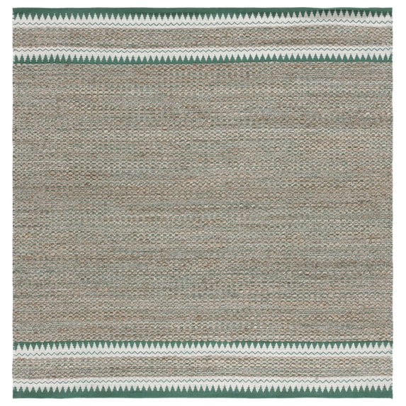 SAFAVIEH Natural Fiber Becky Solid Area Rug, Natural/Green, 6' x 6' Square