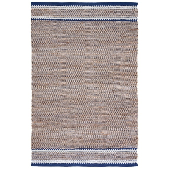 SAFAVIEH Natural Fiber Becky Solid Area Rug, Natural/Navy, 3' x 5'