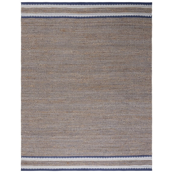 SAFAVIEH Natural Fiber Becky Solid Area Rug, Natural/Navy, 8' x 10'
