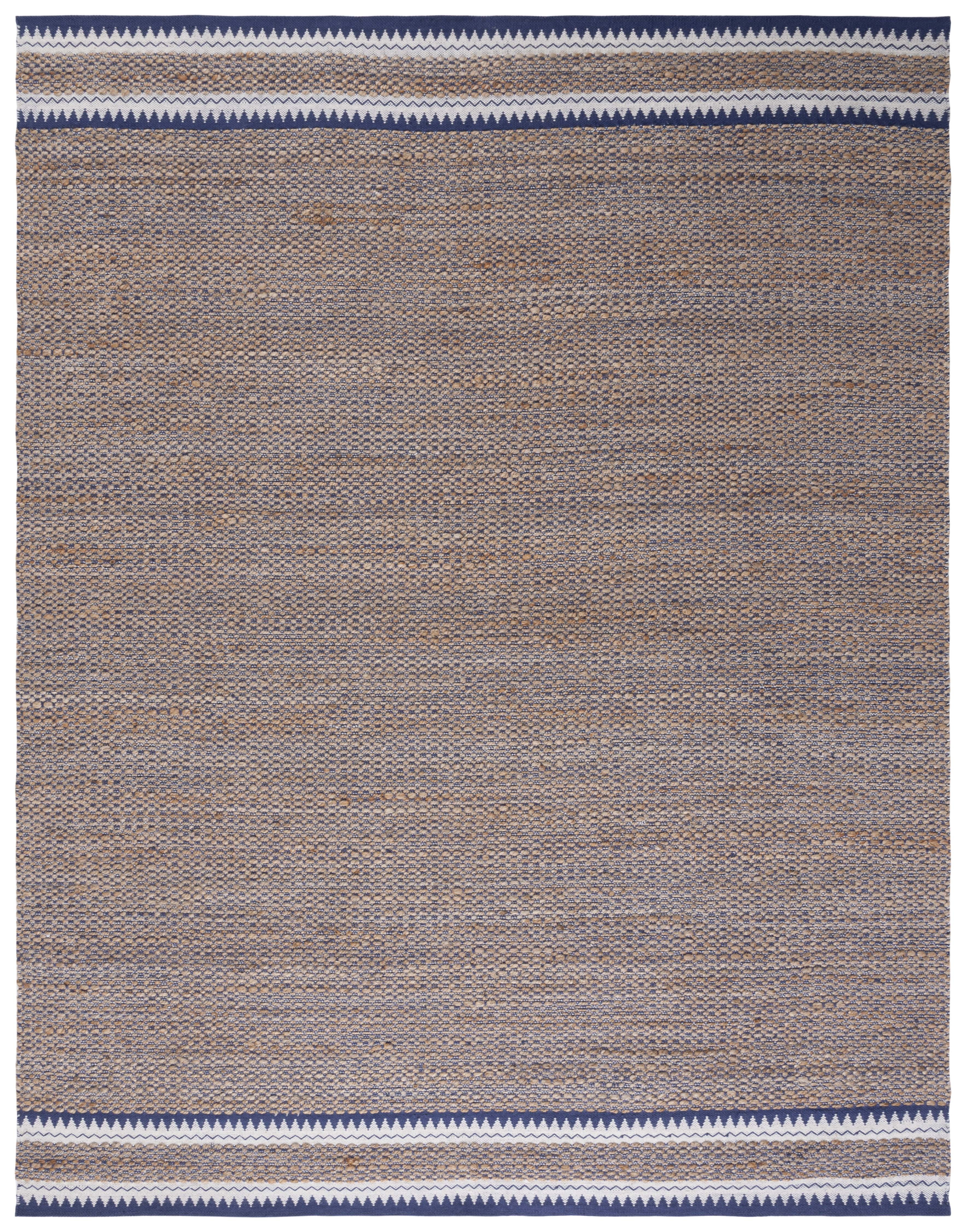SAFAVIEH Natural Fiber Becky Solid Area Rug, Natural/Navy, 9' x 12'