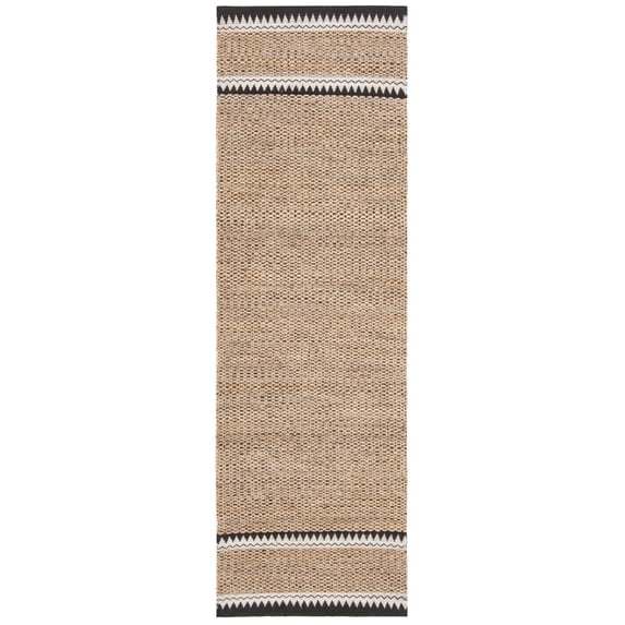 SAFAVIEH Natural Fiber Becky Solid Runner Rug, Natural/Black, 2'3" x 16'