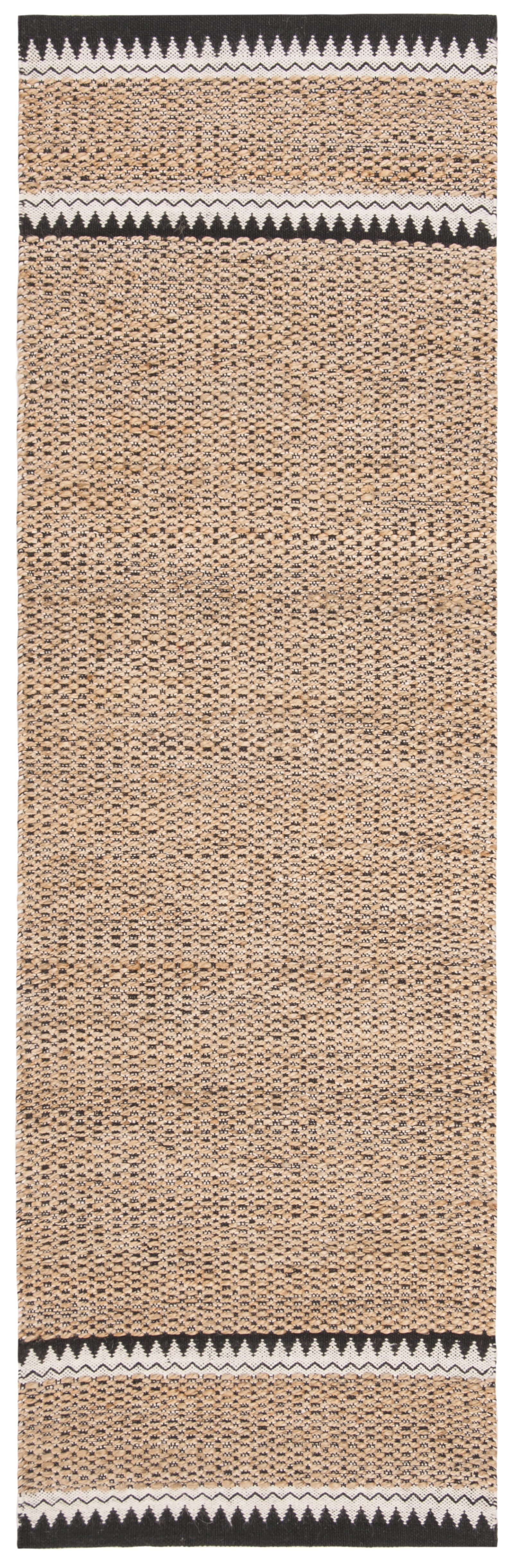 SAFAVIEH Natural Fiber Becky Solid Runner Rug, Natural/Black, 2'3" x 18'