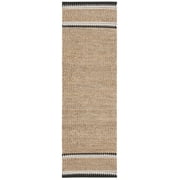 SAFAVIEH Natural Fiber Becky Solid Runner Rug, Natural/Black, 2'3" x 6'