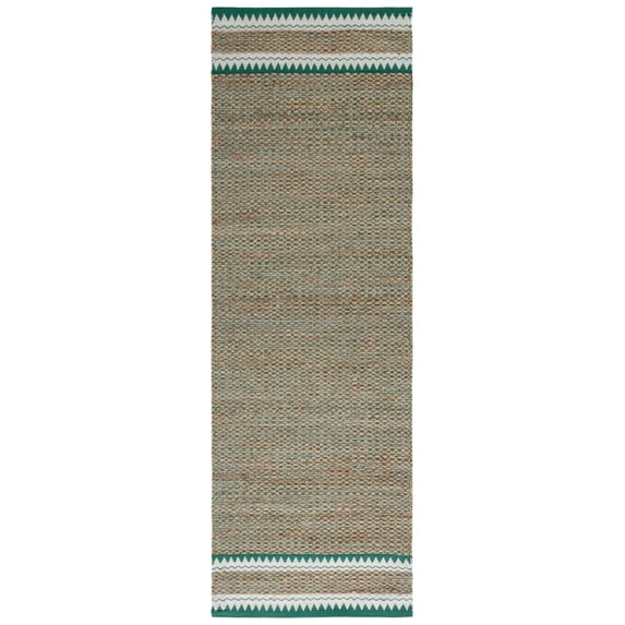 SAFAVIEH Natural Fiber Becky Solid Runner Rug, Natural/Green, 2'6" x 8'