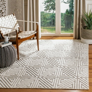 SAFAVIEH Natural Fiber Bedelia Geometric Moroccan Jute Area Rug, Grey/Ivory, 5' x 8'